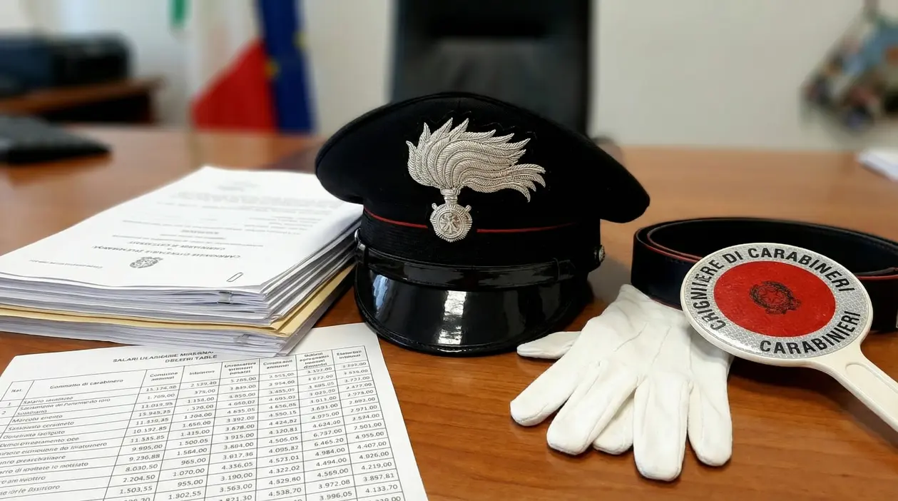 Divisa e documenti su una scrivania, riferiti a un maresciallo dei Carabinieri.